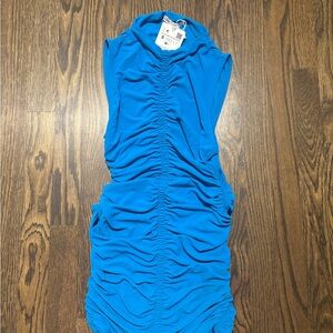 Blue Ruched Zara Mini Dress